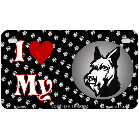 I Love My Scottish Terrier Metal Novelty License Plate 7" x 4" (MP)