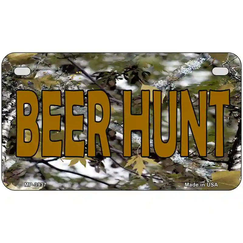 Beer Hunt Metal Novelty License Plate 7" x 4" (MP)