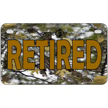 Retired Camouflage Metal Novelty License Plate 7" x 4" (MP)