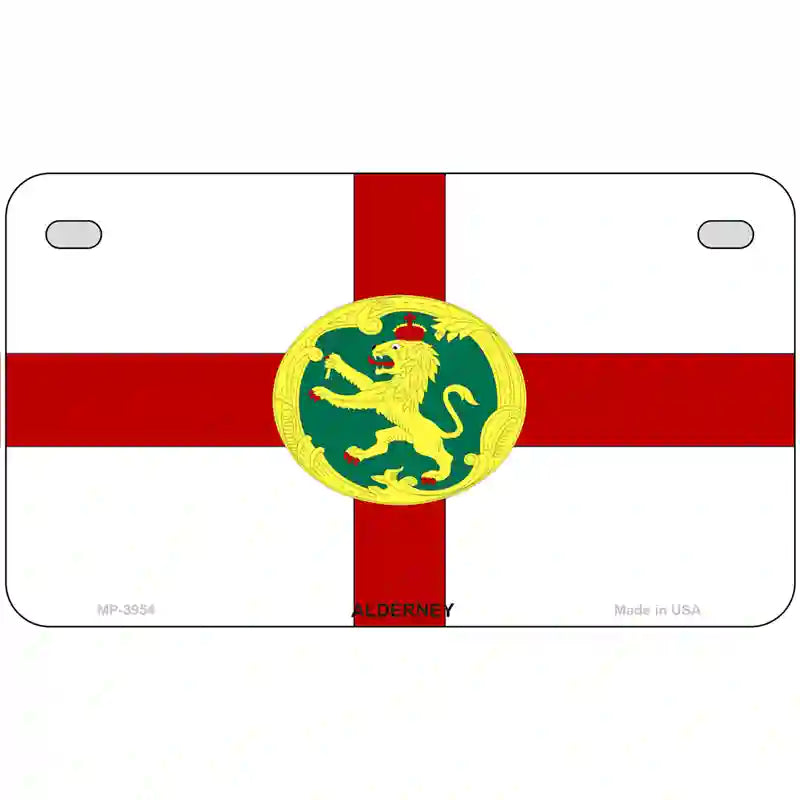 Alderney Flag Metal Novelty License Plate 7" x 4" (MP)