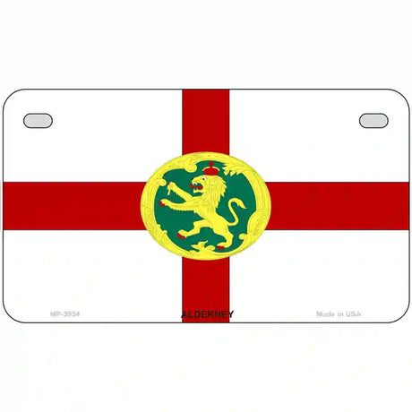 Alderney Flag Metal Novelty License Plate 7" x 4" (MP)