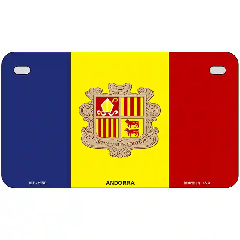 Andorra Flag Metal Novelty License Plate 7" x 4" (MP)