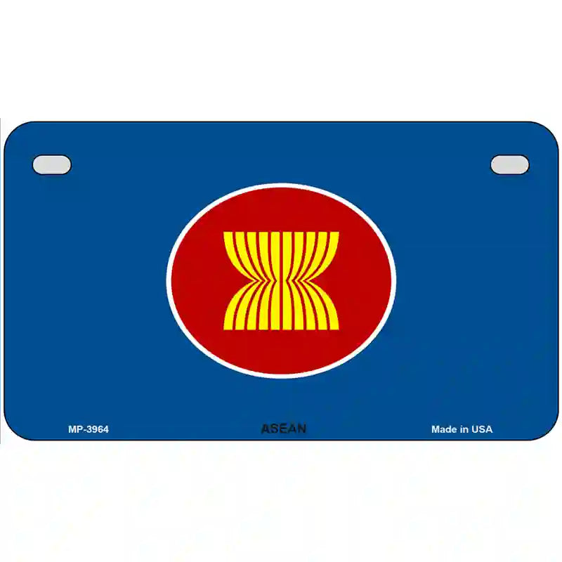 Asean Flag Metal Novelty License Plate 7" x 4" (MP)