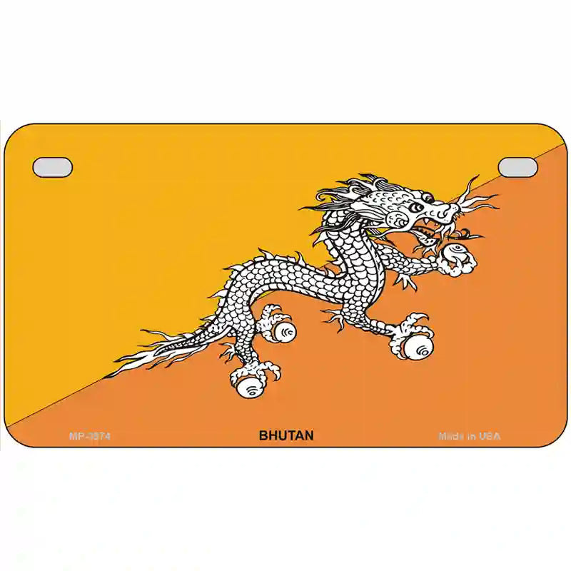 Bhutan Flag Metal Novelty License Plate 7" x 4" (MP)