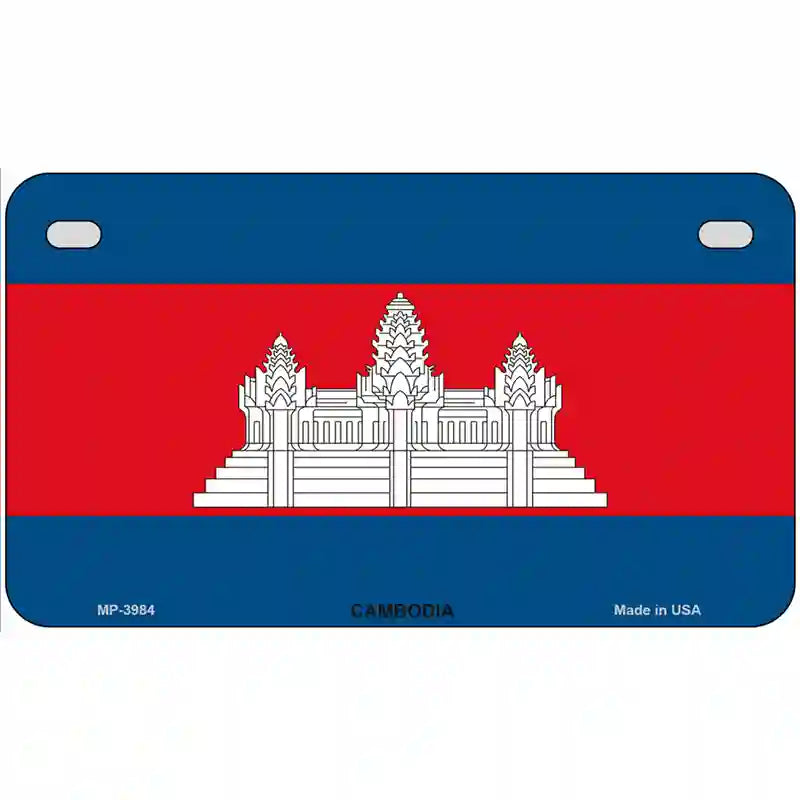 Cambodia Flag Metal Novelty License Plate 7" x 4" (MP)