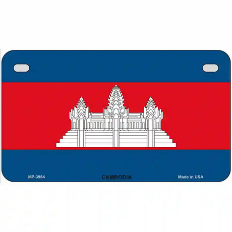 Cambodia Flag Metal Novelty License Plate 7" x 4" (MP)