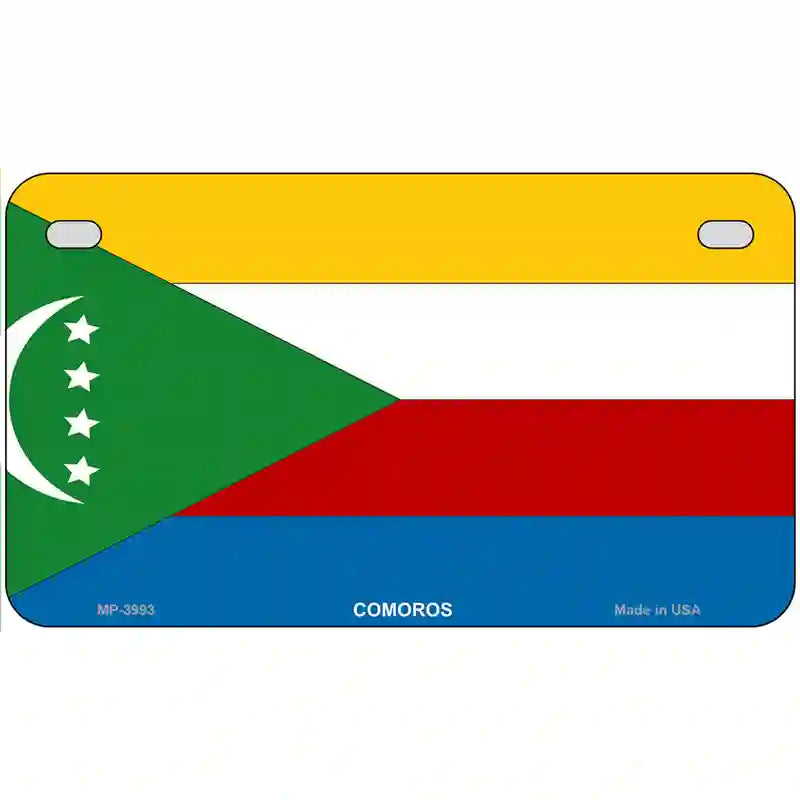 Comoros Flag Metal Novelty License Plate 7" x 4" (MP)