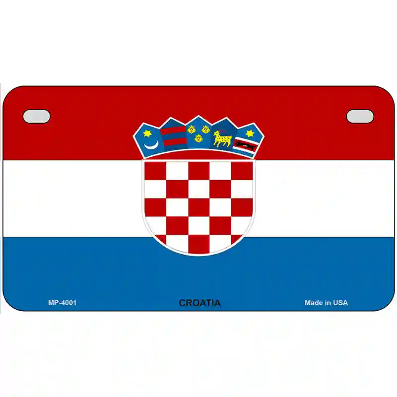 Croatia Flag Metal Novelty License Plate 7" x 4" (MP)