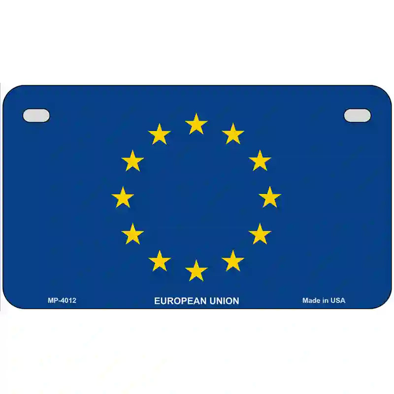 European Union Flag Metal Novelty License Plate 7" x 4" (MP)