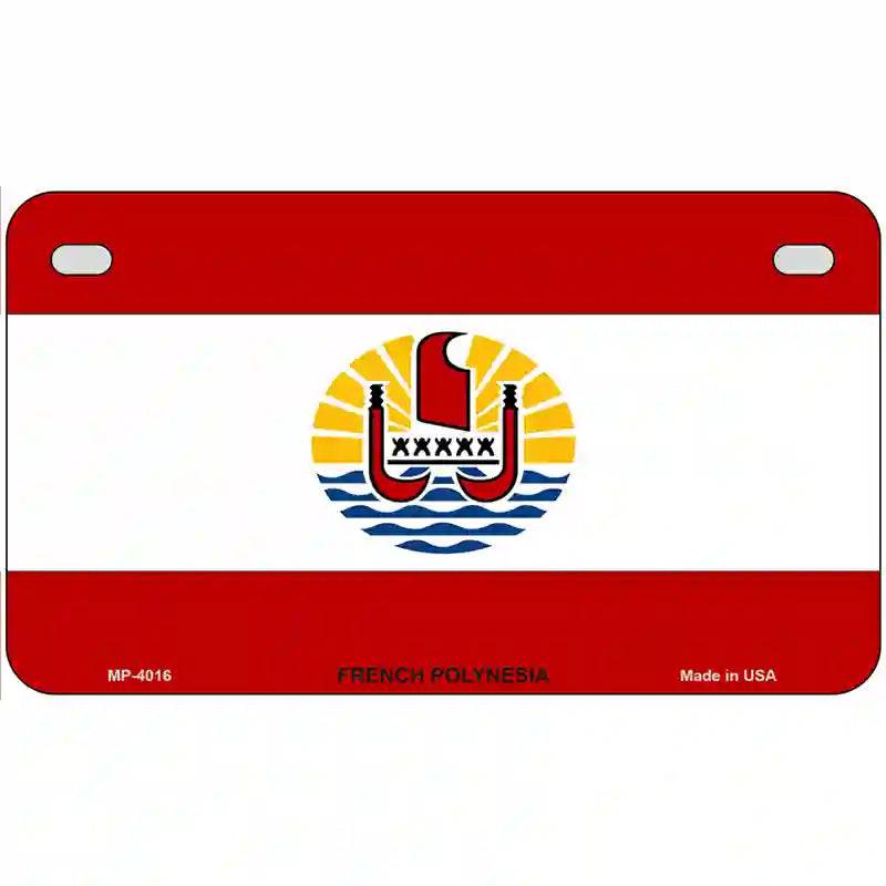 French Polynesia Flag Metal Novelty License Plate 7" x 4" (MP)