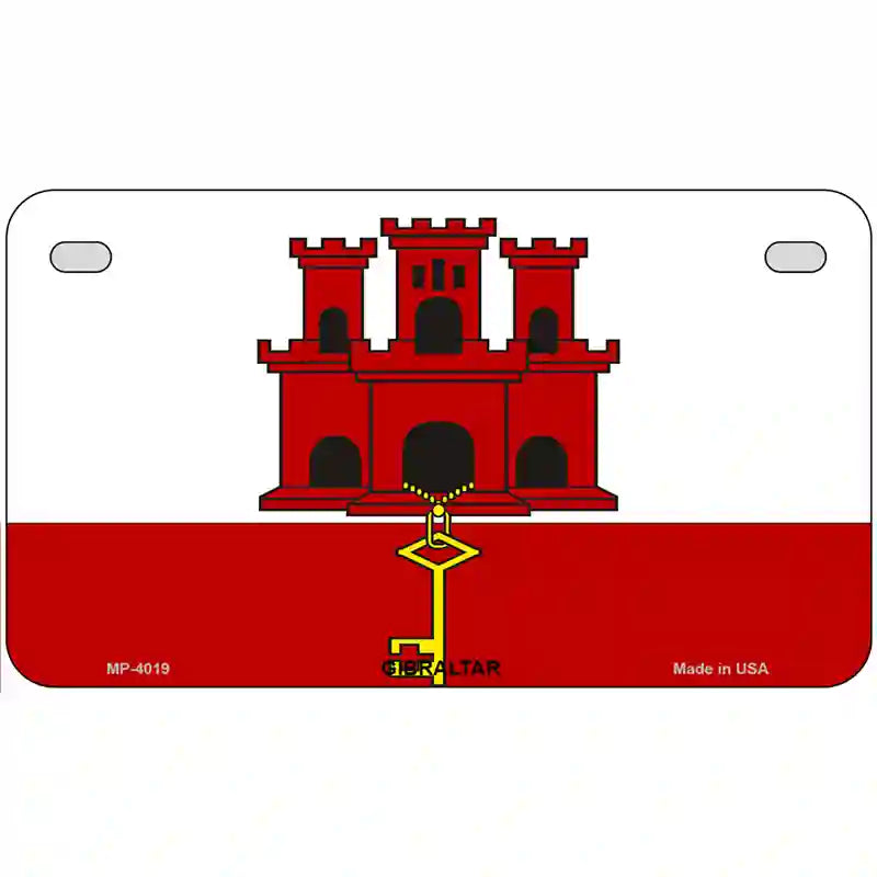 Gibraltar Flag Metal Novelty License Plate 7" x 4" (MP)