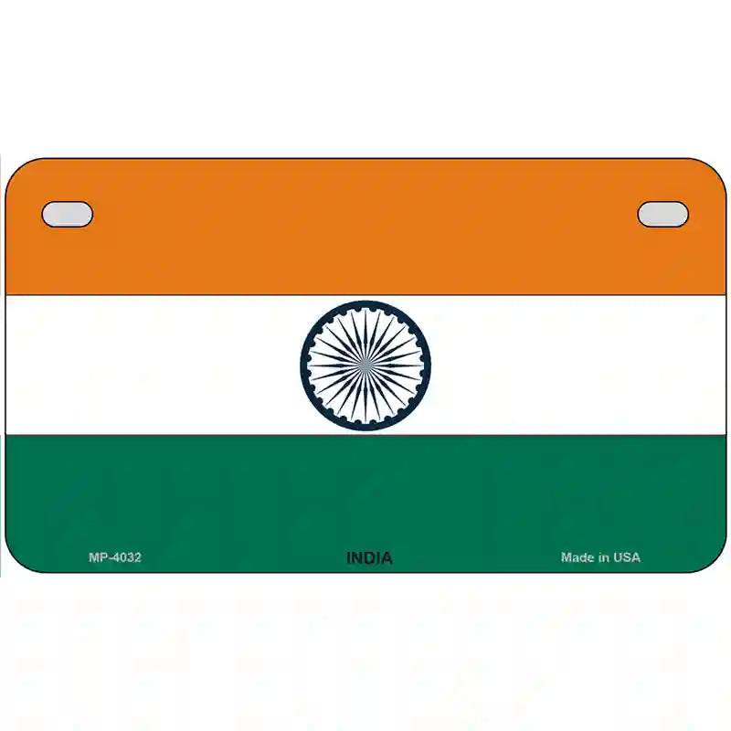 India Flag Metal Novelty License Plate 7" x 4" (MP)