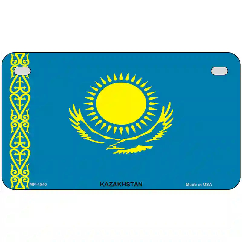 Kazakhstan Flag Metal Novelty License Plate 7" x 4" (MP)