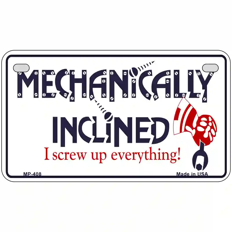 Mechanically Inclined Novelty Metal License Plate 7" x 4" (MP)