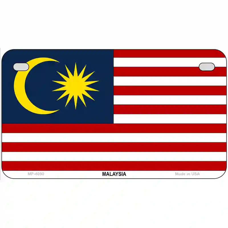 Malaysia Flag Metal Novelty License Plate 7" x 4" (MP)