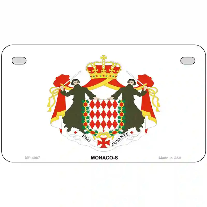 Monaco-S Flag Metal Novelty License Plate 7" x 4" (MP)