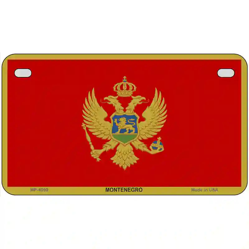 Montenegro Flag Metal Novelty License Plate 7" x 4" (MP)