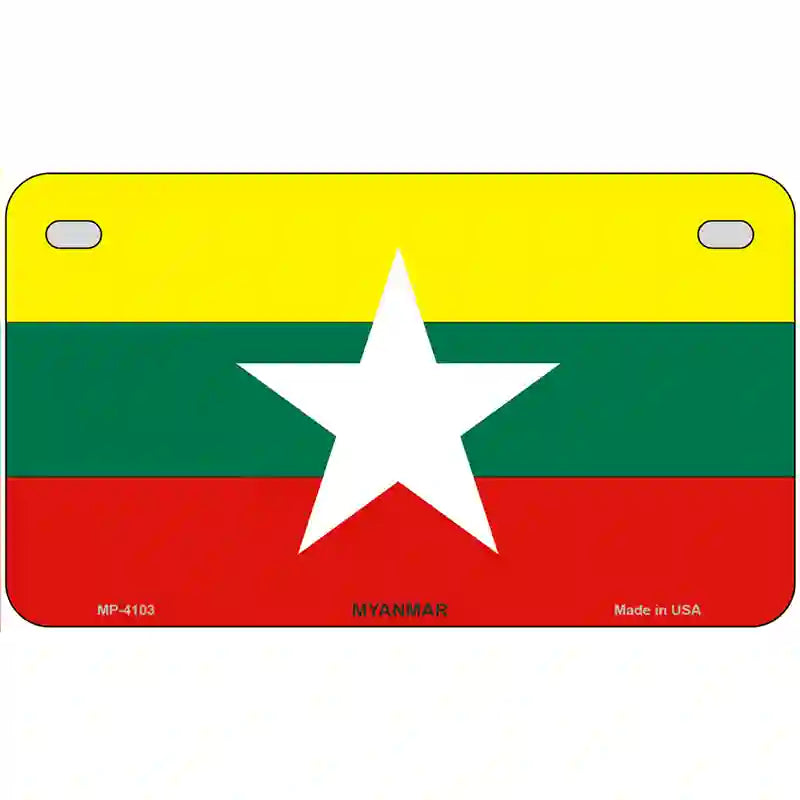 Myanmar Flag Metal Novelty License Plate 7" x 4" (MP)