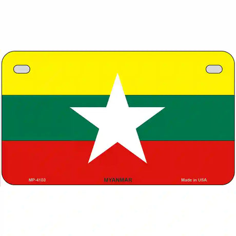 Myanmar Flag Metal Novelty License Plate 7" x 4" (MP)