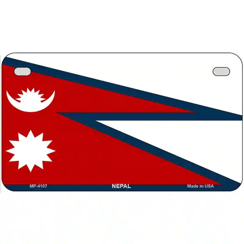 Nepal Flag Metal Novelty License Plate 7" x 4" (MP)