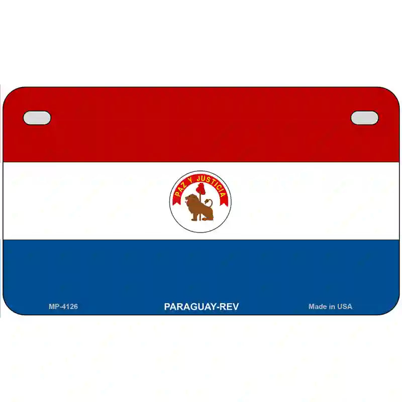 Paraguay-REV Flag Metal Novelty License Plate 7" x 4" (MP)