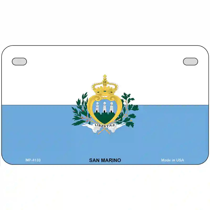 San Marino Flag Metal Novelty License Plate 7" x 4" (MP)