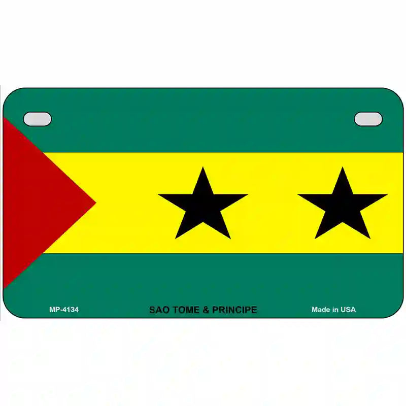 Sao Tome And Principe Flag Metal Novelty License Plate 7" x 4" (MP)