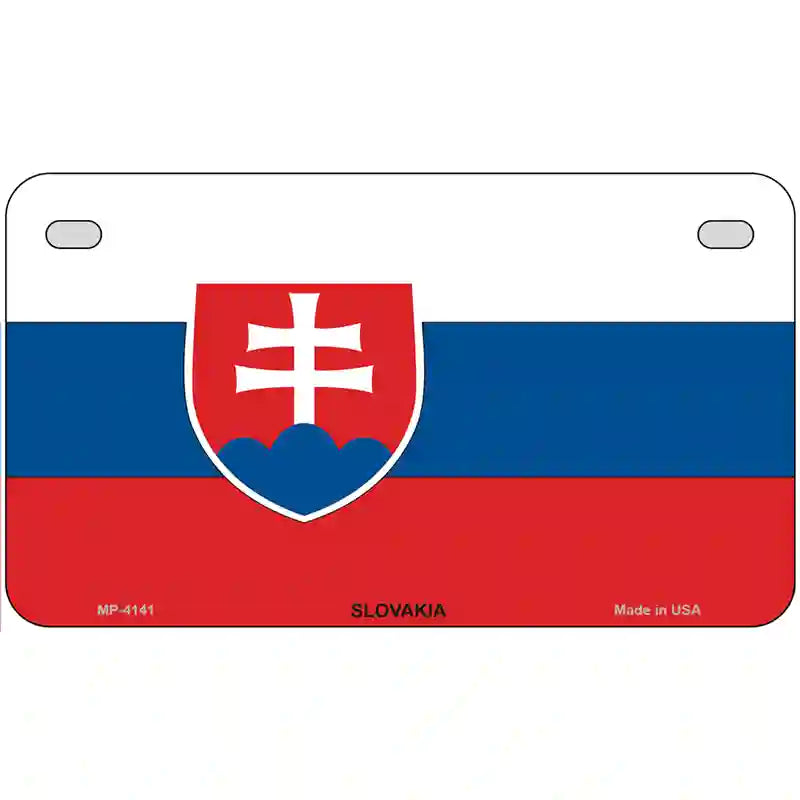 Slovakia Flag Metal Novelty License Plate 7" x 4" (MP)