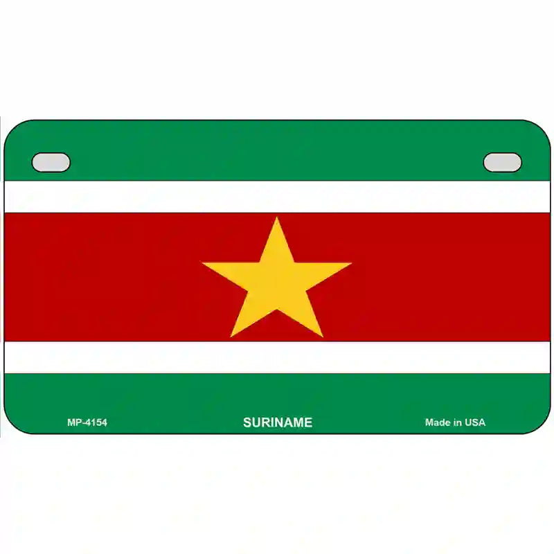 Suriname Flag Metal Novelty License Plate 7" x 4" (MP)