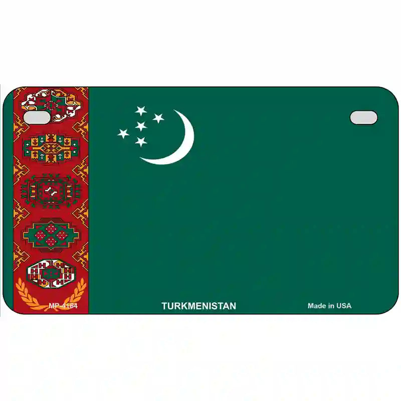 Turkmenistan Flag Metal Novelty License Plate 7" x 4" (MP)