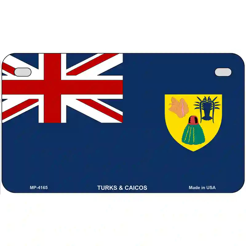 Turks And Caicos Flag Metal Novelty License Plate 7" x 4" (MP)