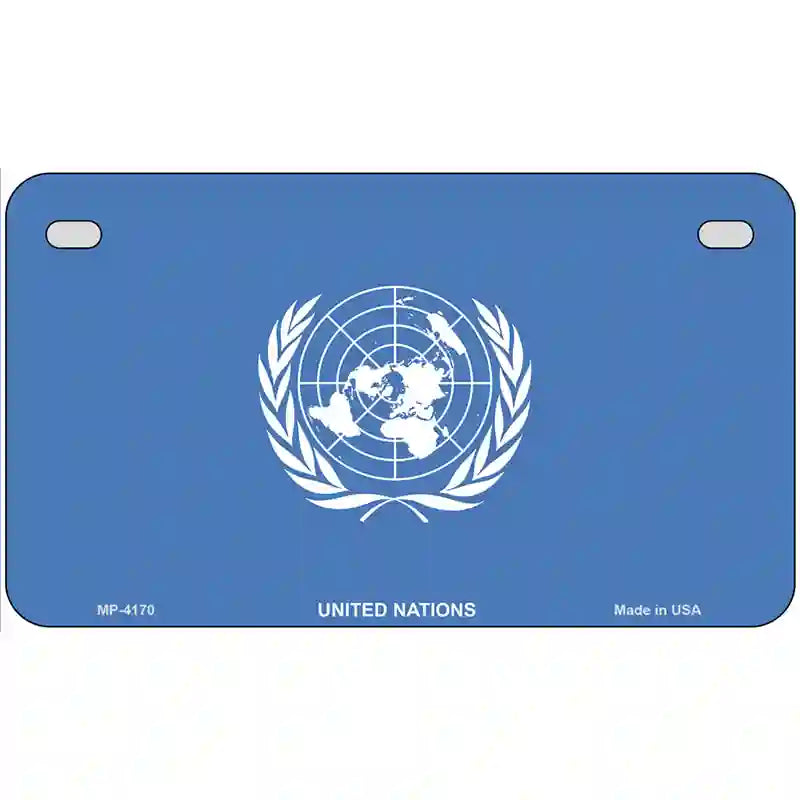 United Nations Flag Metal Novelty License Plate 7" x 4" (MP)