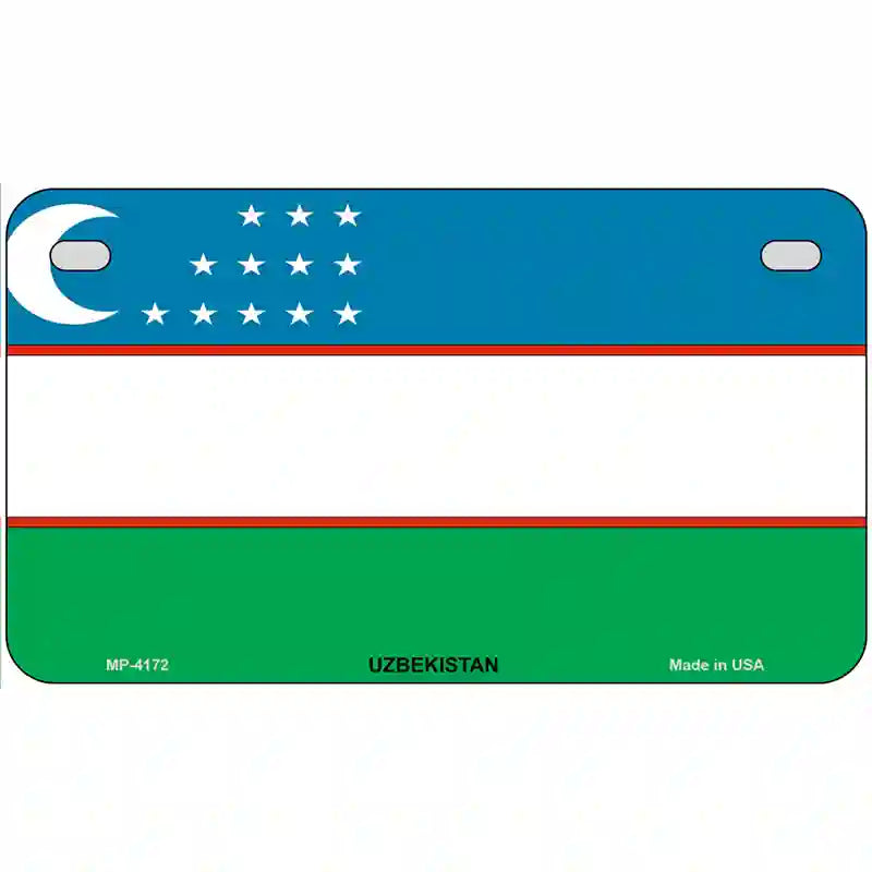 Uzbe Kistan Flag Metal Novelty License Plate 7" x 4" (MP)