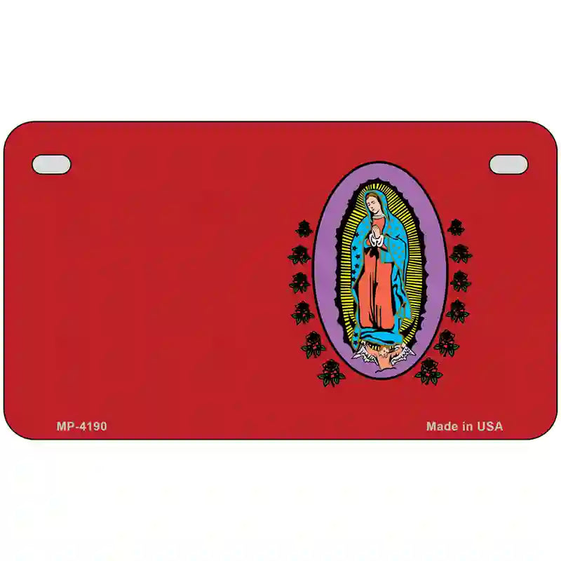 Virgin Mary Red Metal Novelty License Plate 7" x 4" (MP)