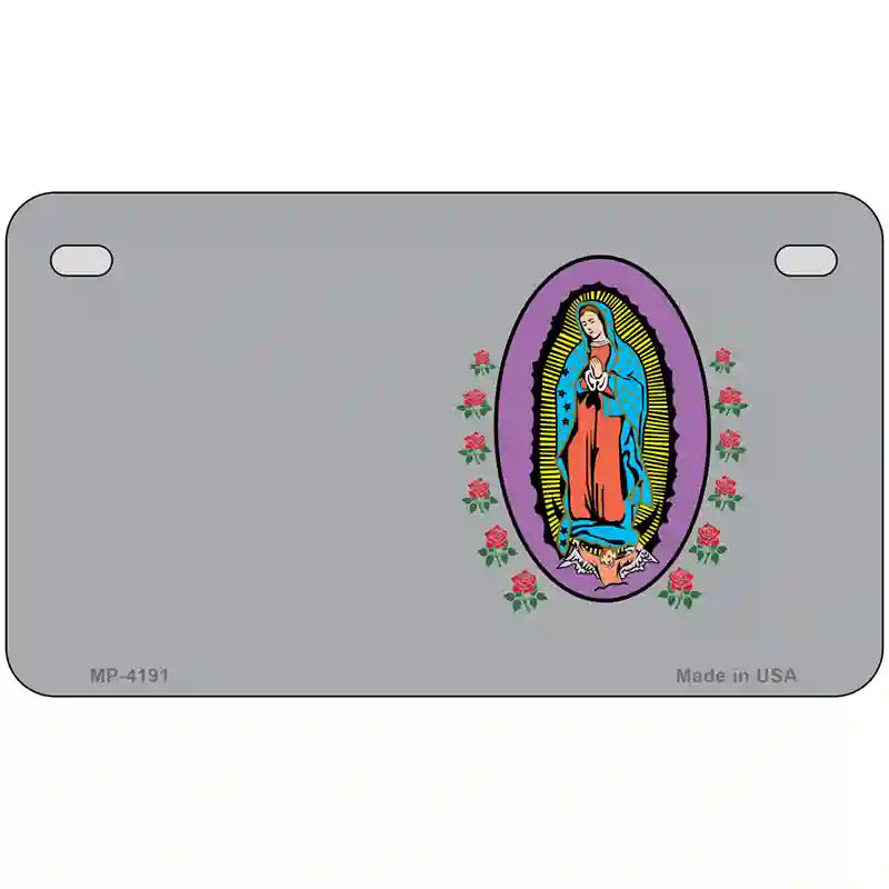 Virgin Mary Gray Metal Novelty License Plate 7" x 4" (MP)