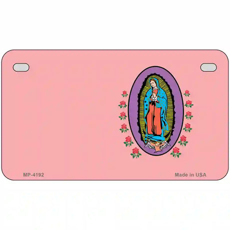 Virgin Mary Pink Metal Novelty License Plate 7" x 4" (MP)