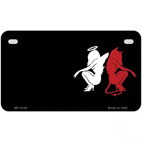 Angel Devil Offset Metal Novelty License Plate 7" x 4" (MP)