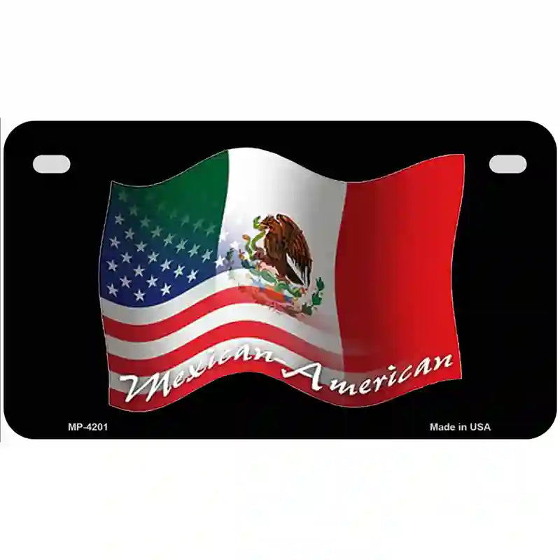 Mexican American Flag Metal Novelty License Plate 7" x 4" (MP)