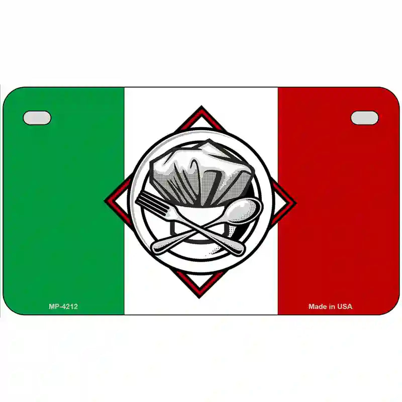 Italy Flag Culinary Logo Metal Novelty License Plate 7" x 4" (MP)