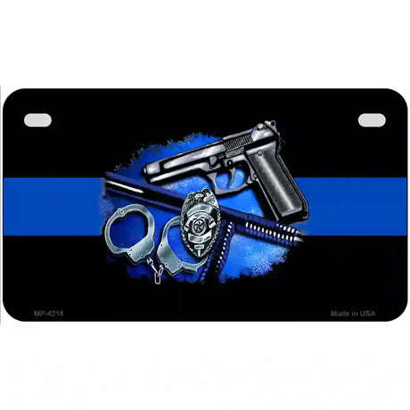 Thin Blue Line Badge Metal Novelty License Plate 7" x 4" (MP)