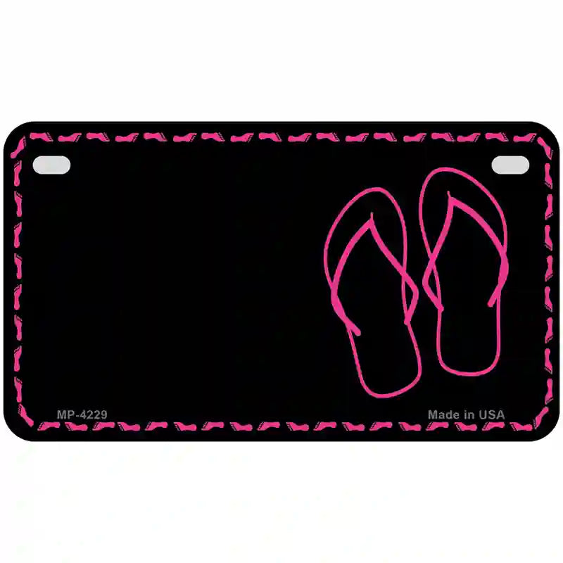 Flip Flops Pink Offset Metal Novelty License Plate 7" x 4" (MP)