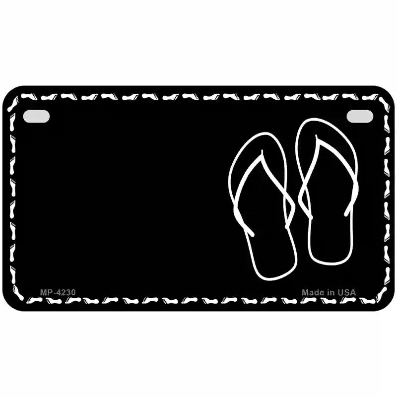 Flip Flops Offset Metal Novelty License Plate 7" x 4" (MP)