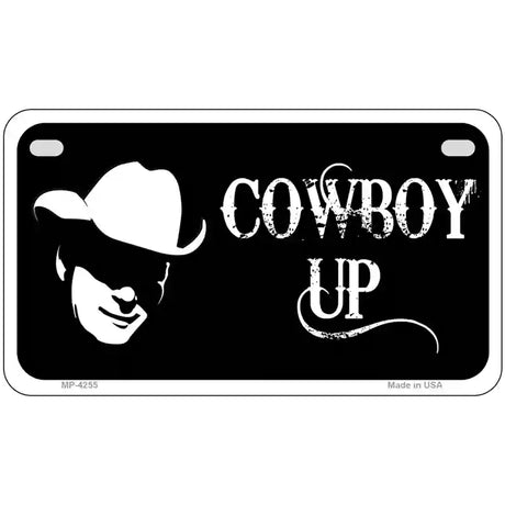 Cowboy Up License Metal Novelty License Plate 7" x 4" (MP)