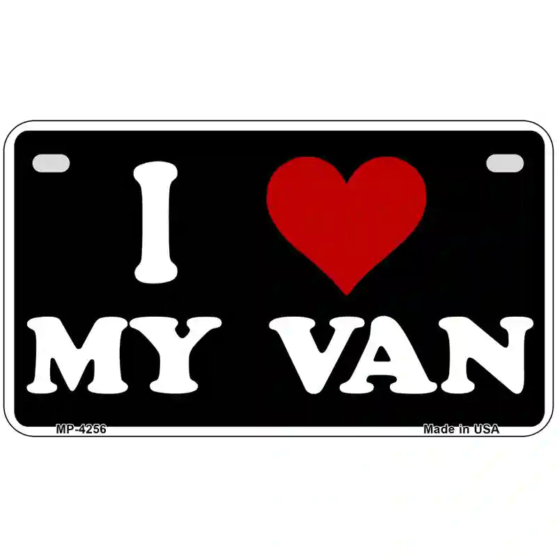 I Love My Van Black Metal Novelty License Plate 7" x 4" (MP)