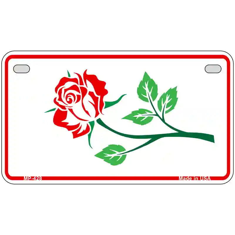 Rose Design White Metal Novelty License Plate 7" x 4" (MP)