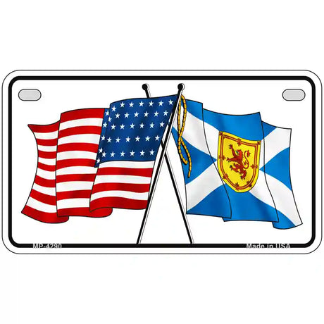 United States Scotland Crossed Flags Metal Novelty License Plate Sign 7" x 4" (MP)