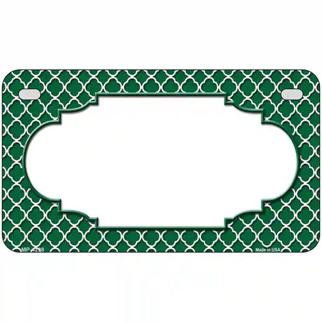 Green White Quatrefoil Center Scallop Metal Novelty License Plate 7" x 4" (MP)