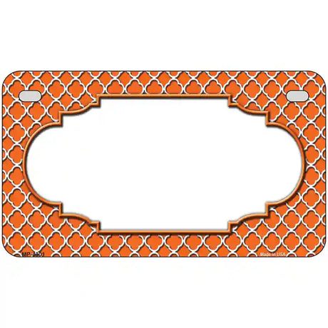 Orange White Quatrefoil Center Scallop Metal Novelty License Plate 7" x 4" (MP)