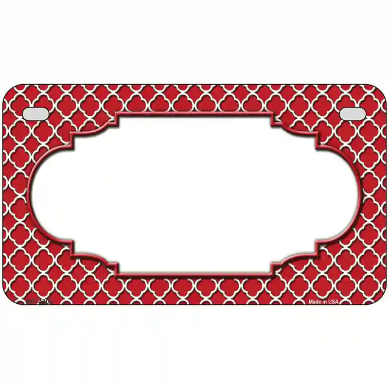 Red White Quatrefoil Center Scallop Metal Novelty License Plate 7" x 4" (MP)