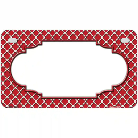 Red White Quatrefoil Center Scallop Metal Novelty License Plate 7" x 4" (MP)